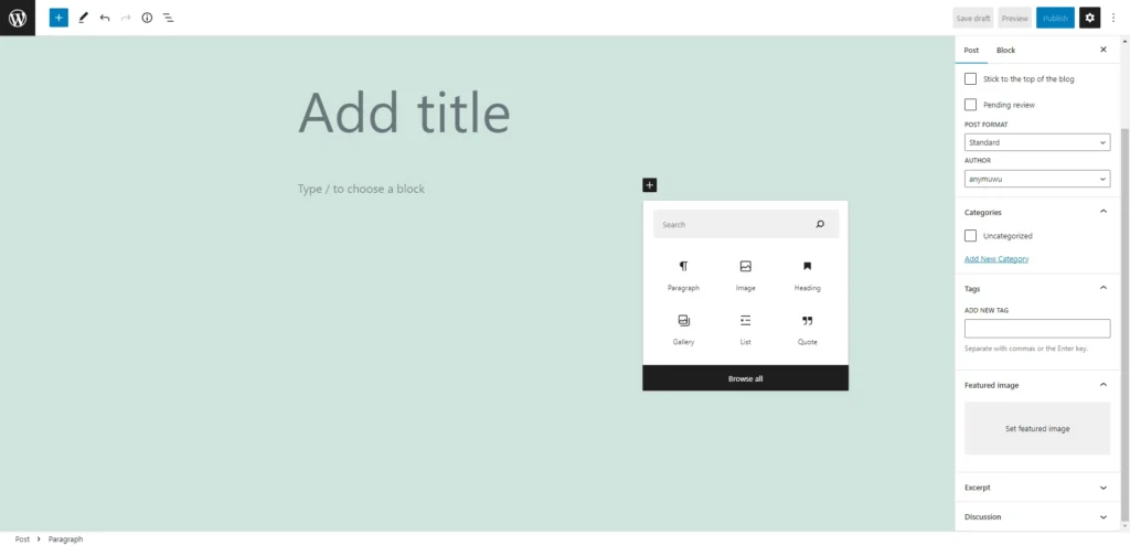 add new post wordpress gutenberg