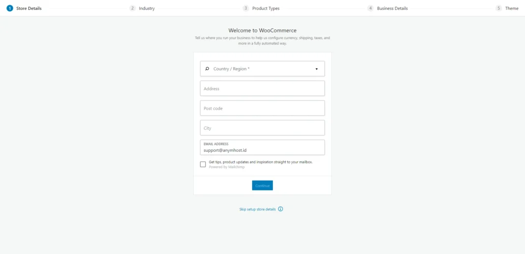 setup woocommerce