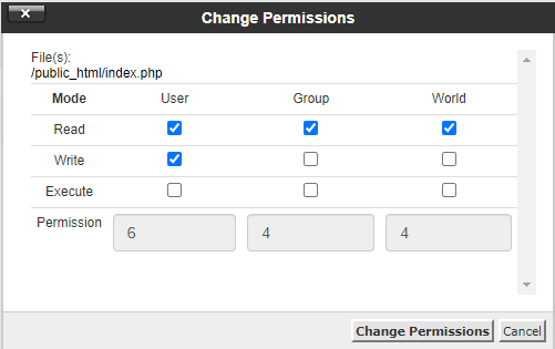 permission file cpanel