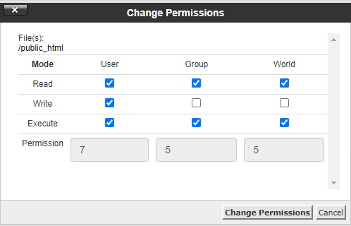 permission folder cpanel