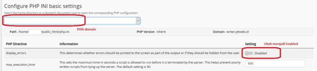display error