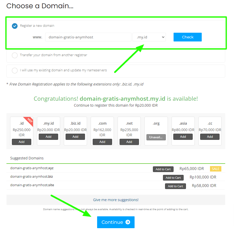cara dapatkan domain .my.id gratis