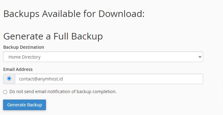 mmebuat backup hosting AnymHost