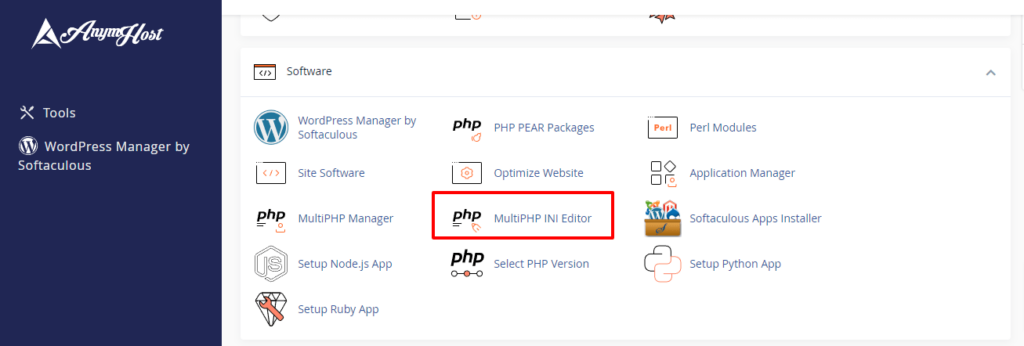 multi php ini manager anymhost