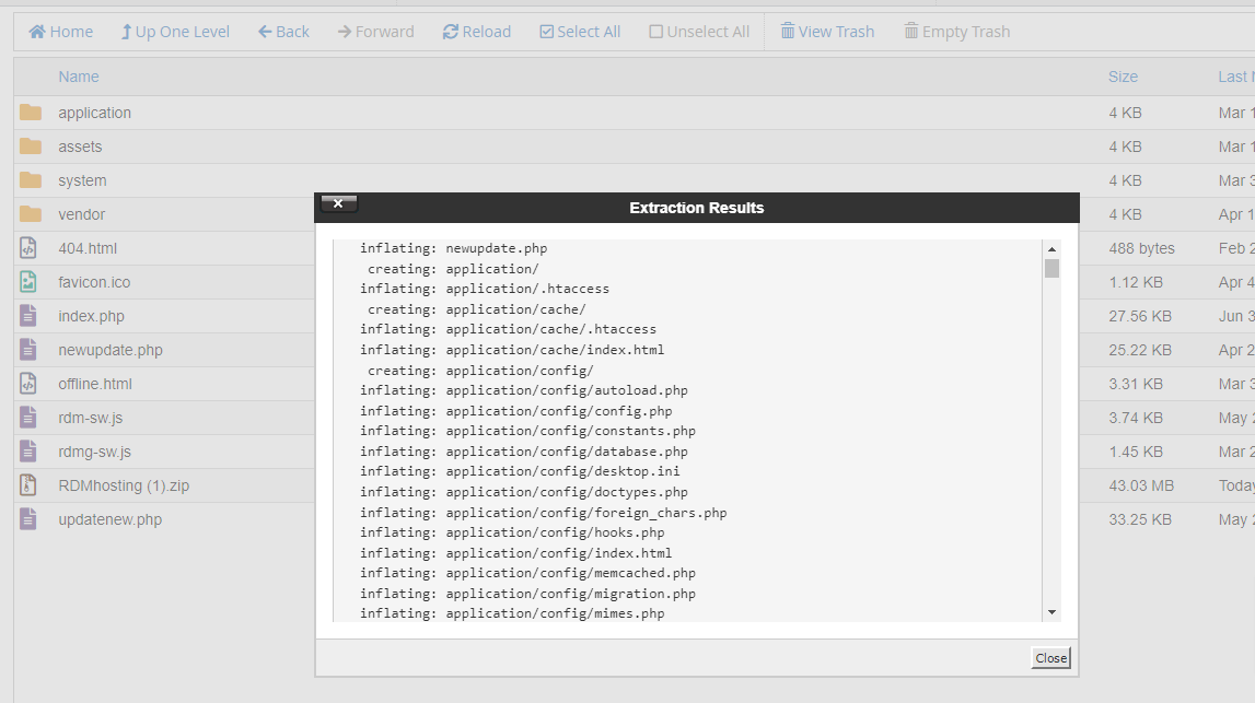 selesai extract file rdm