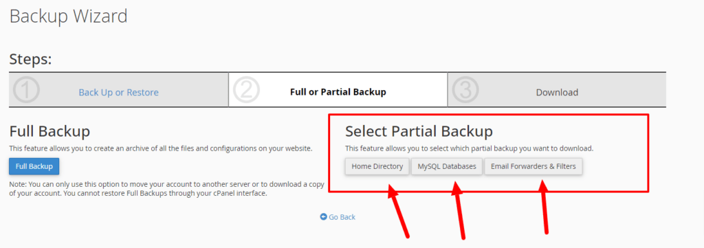 cpanel backup partial