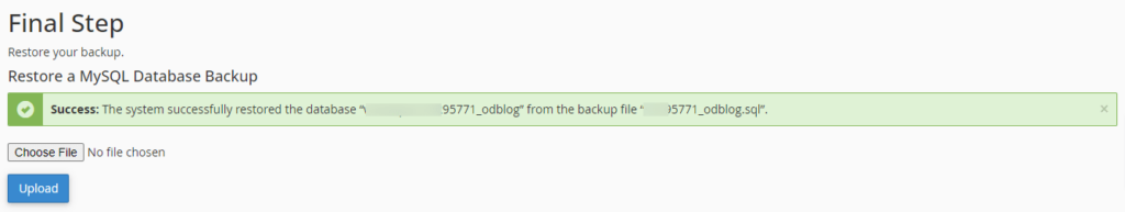 restore database mysql