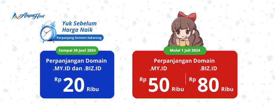 Harga Baru Perpanjangan Serta Transfer Domain .my.id dan .biz.id