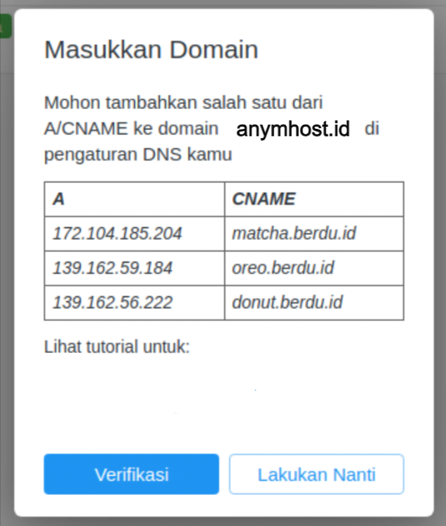 menambahkan custom domain pada berdu dari anymhost