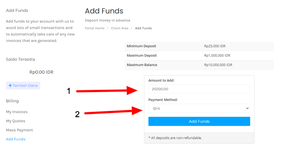 add funds AnymHost