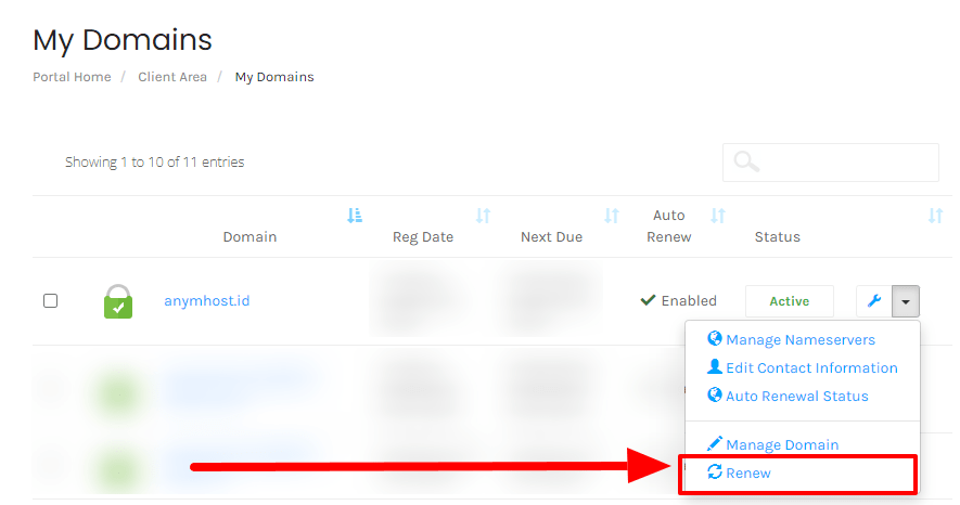 renew domain anymhost