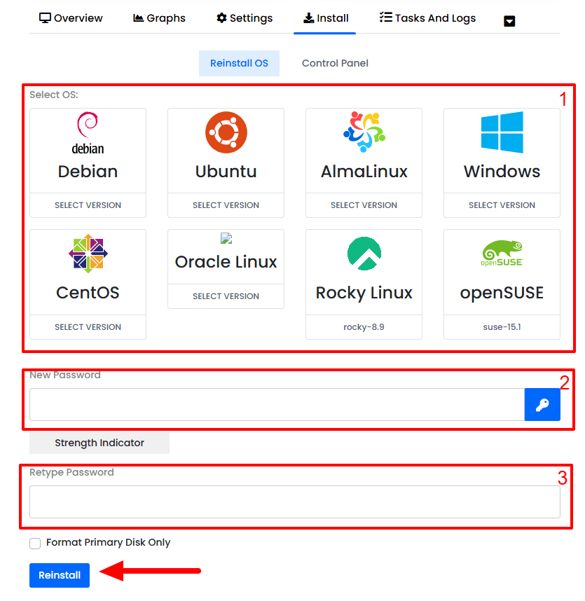 reinstall OS vps anymhost