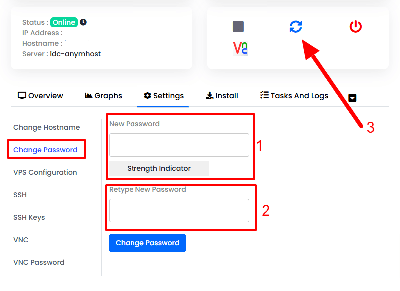 mengganti password vps