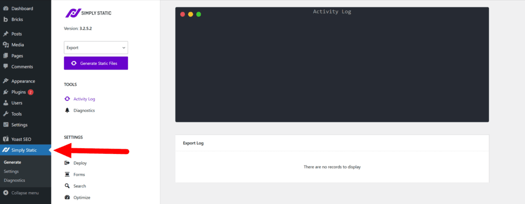 simply static wordpress