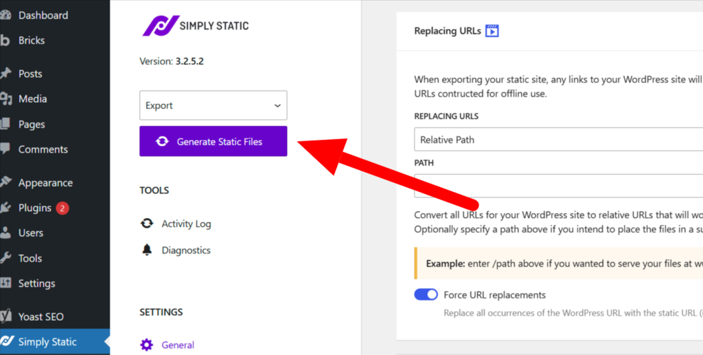 generate static site wordpress
