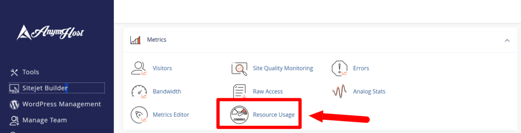 resource usage cpanel hosting anymhost