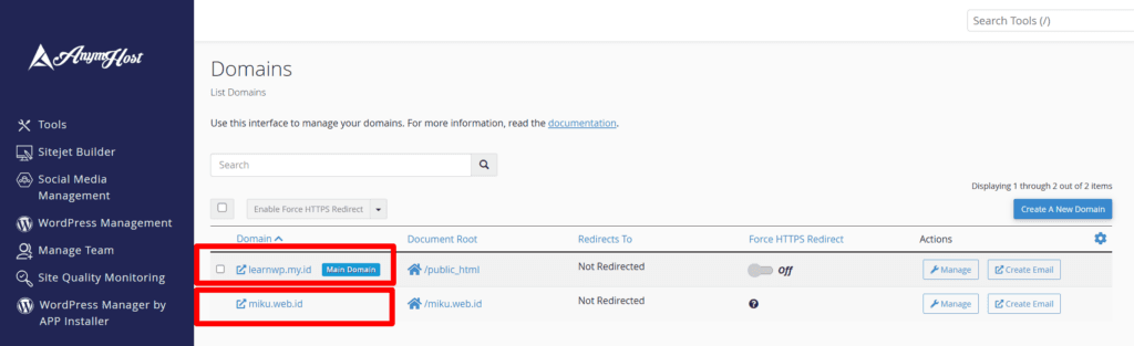 mengubah domain pada hosting