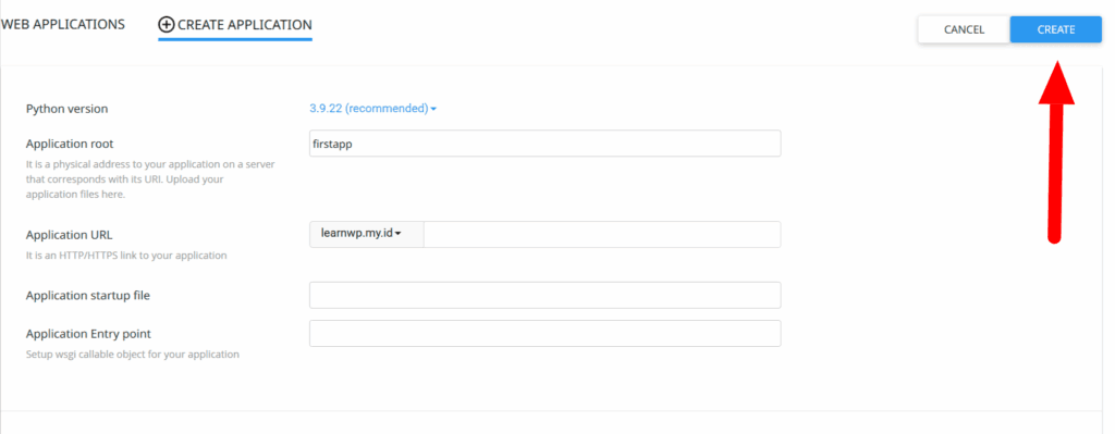 create python app cpanel