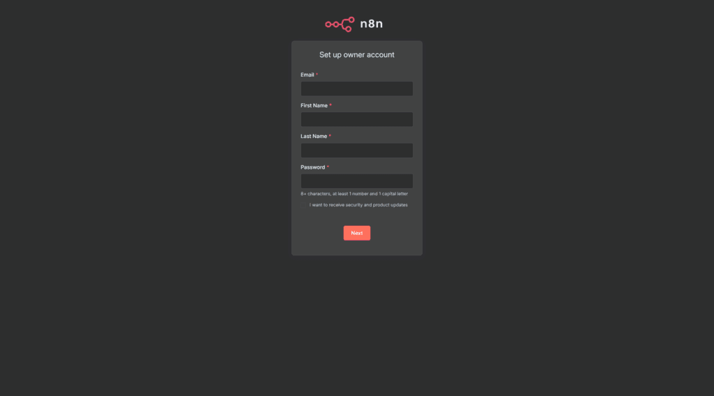 n8n setup page anymhost vps