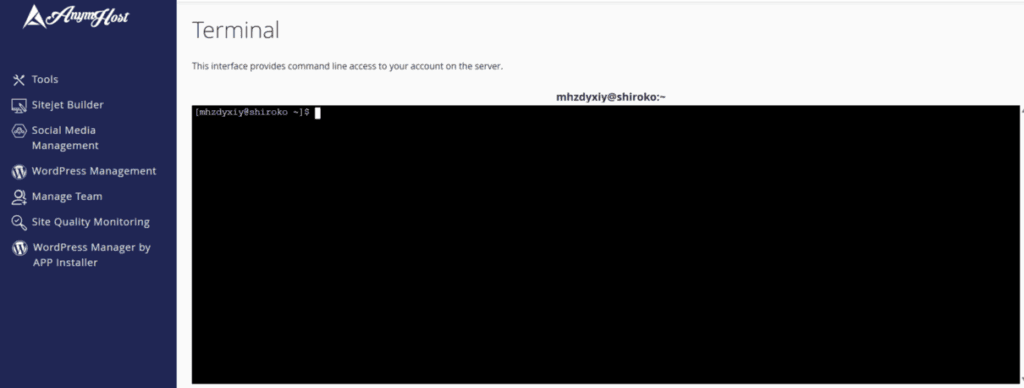 Terminal Cpanel AnymHost