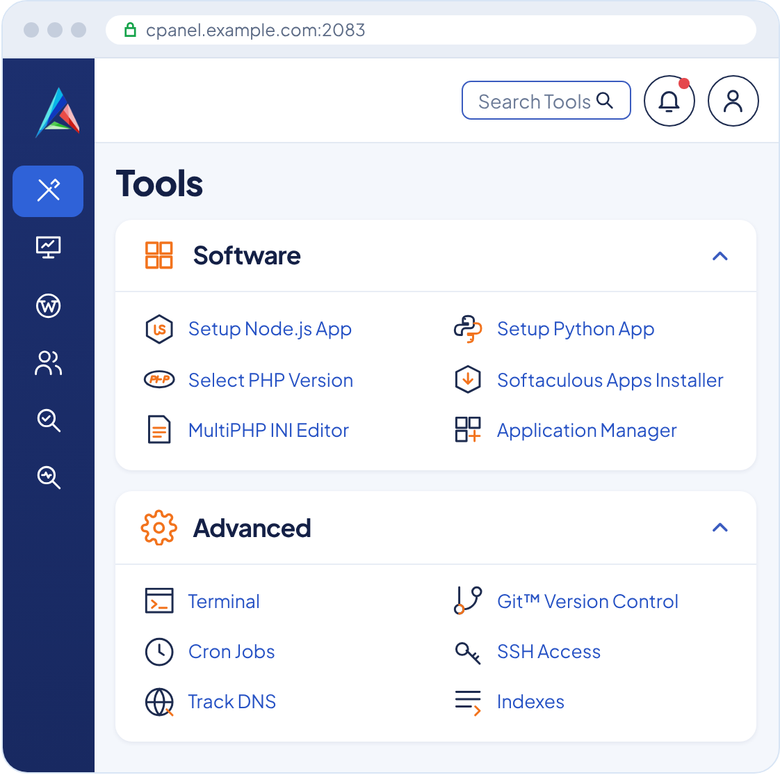 Dashboard cPanel dengan logo AnymHost