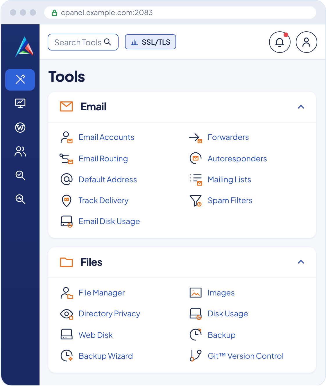 Dashboard cPanel dengan logo AnymHost
